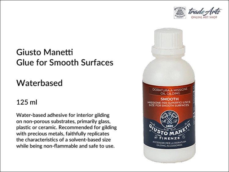 Manetti Smooth Size for smooth surfaces 125 ml, klej do złoceń gładkich powierzchni Manetti Smooth Size, klej do złoceń Smooth Size Manetti, złocenie szkła, gładkie powierzchnie, Manetti,