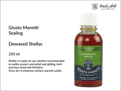 Manetti Dewaxed Shellac Varnish Protection 250 ml, werniks szelakowy ochronny Manetti 250 ml, werniks odwoskowiony szelakowy Manetti, ochrona złoceń -werniks szelakowy Manetti,