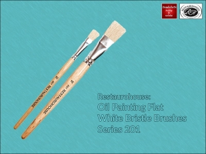 Pędzel płaski do farb olejnych Restaurohouse, biała szczecina, seria 201/20